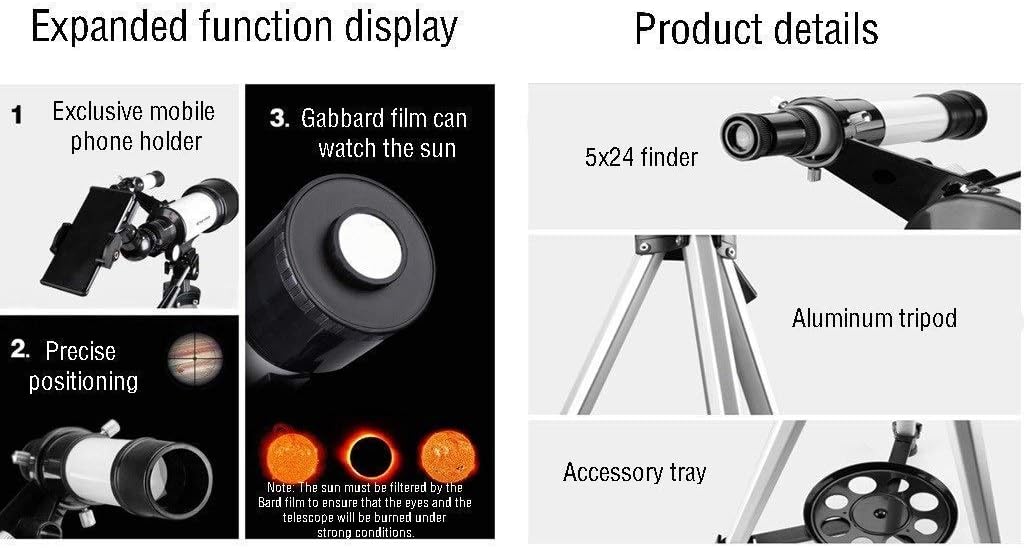 Telescope for Kids Beginners 70mm Aperture 400mm Mount Multi-Coated Optics Telescopes for AdultsPortable Astronomy Re
