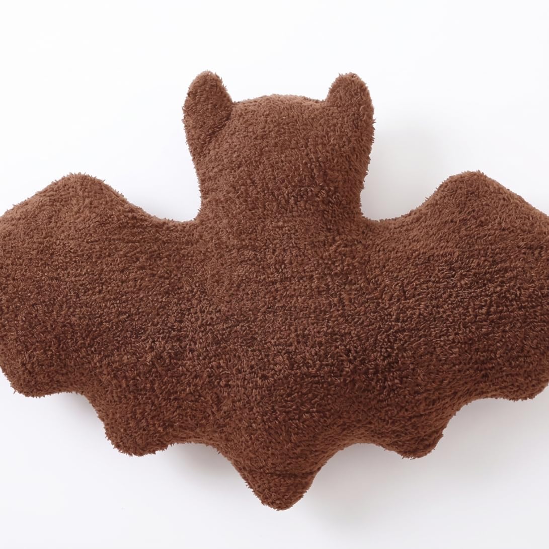 Imooreshine Bat Shaped Pillow, Gothic Bat Pillow Halloween Decor - Soft Plush Cushion For Couch Bed, Brown