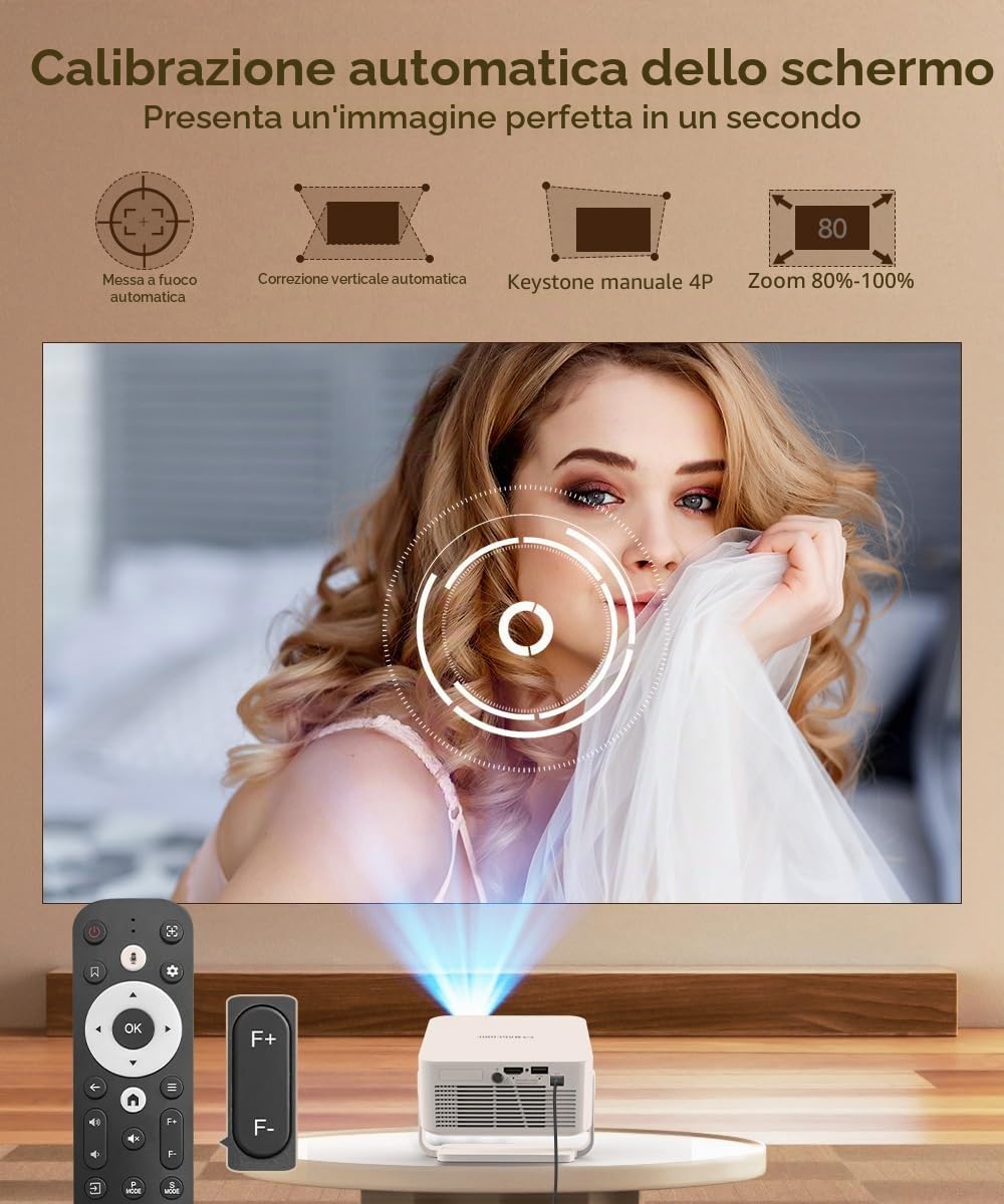 Magcubic Mini Proiettore Portatile【Google TV & Offizielle Apps】 Videoproiettore Bluetooth WiFi Home Theater Projector Auto Keystone Autofocus 1080P Supporto Rotabile 180° HY300GT