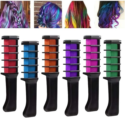 Amazon Co Jp ヘアチョーク櫛 カラーチョーク くし 一日だけの髪染め ヘアパステル 6個入り ビューティー