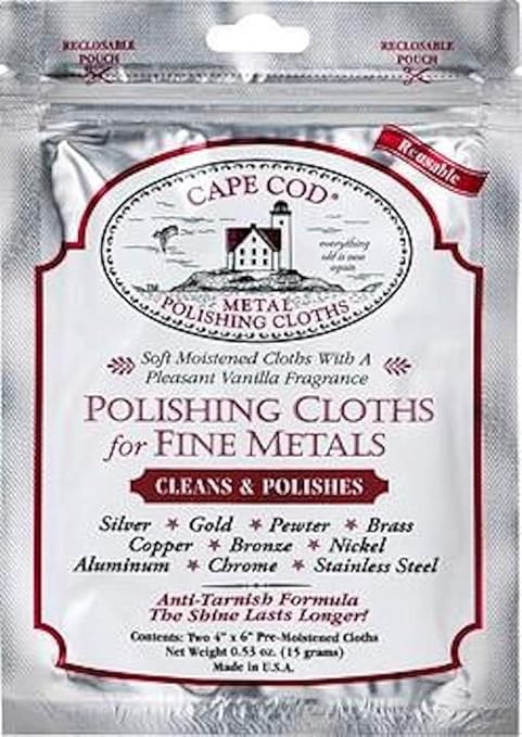 Cape Cod Polish Co Metal Polishing Cloths Foil Pouch 0.53oz, Stainless Steel