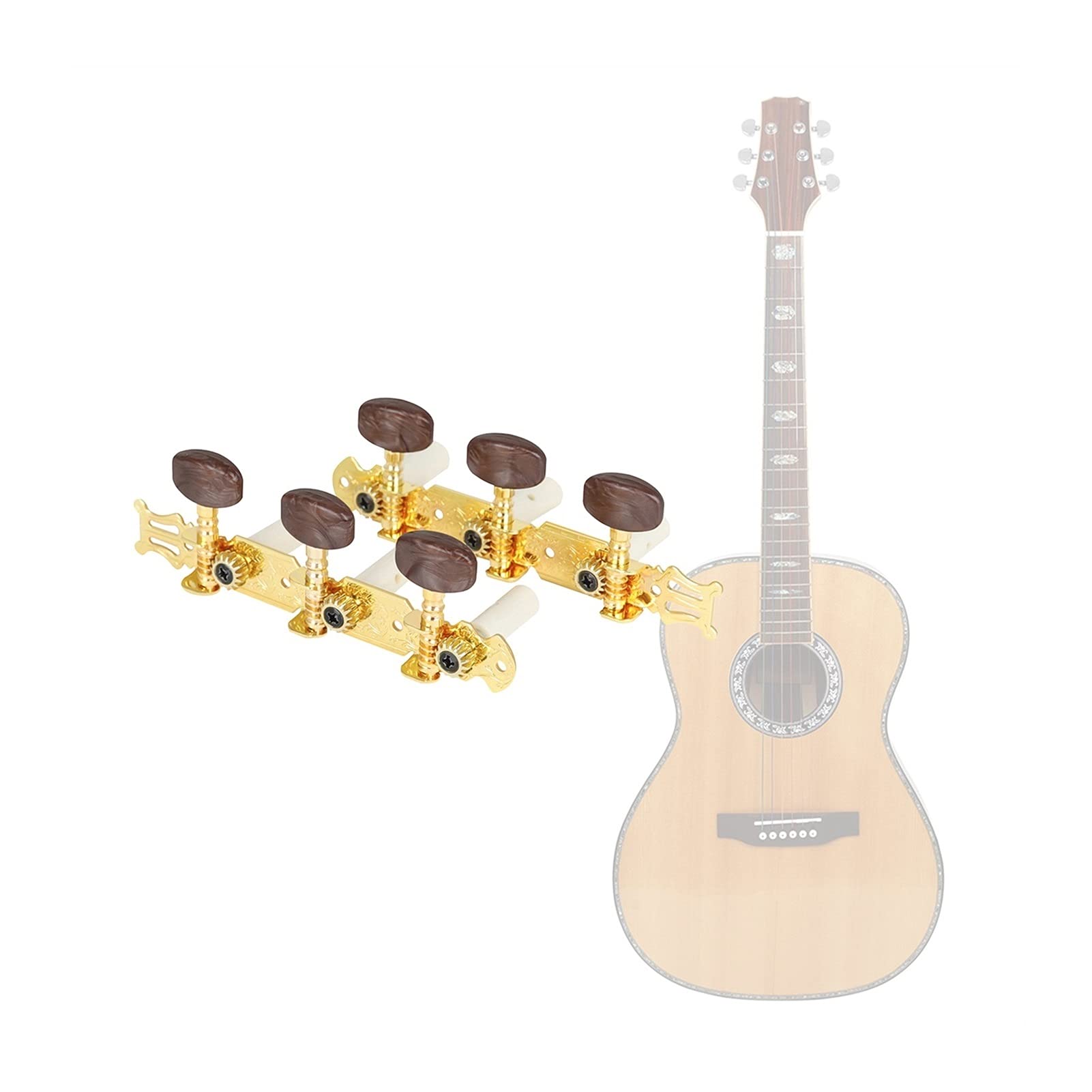 Clavijas Afinación Sintonizadores De Afinación De Cuerda Dorada De Metal, Cabeza De Llaves De Máquina 14: 1, Izquierda, Derecha, 3L3R para Guitarra Clásica, Piezas De Accesorios De Bricolaje