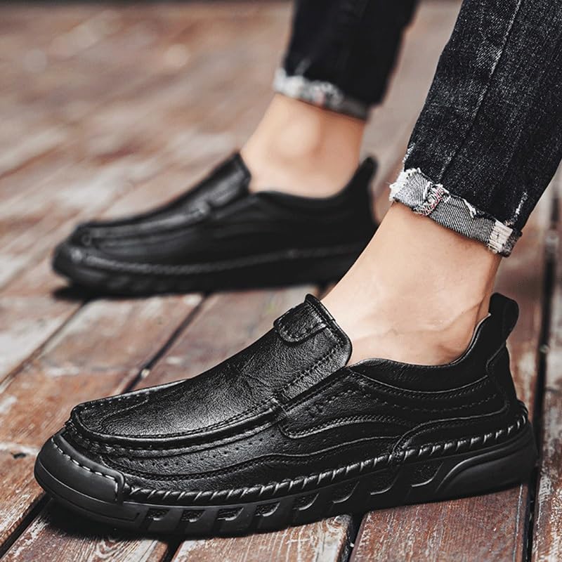 Shoes Men's Versatile Casual Slip-on Loafers Comfortable Round-Toed Oxford Shoes Men Low-top Flat-Heeled Soft-Soled Shoes for Travel Shopping Driving