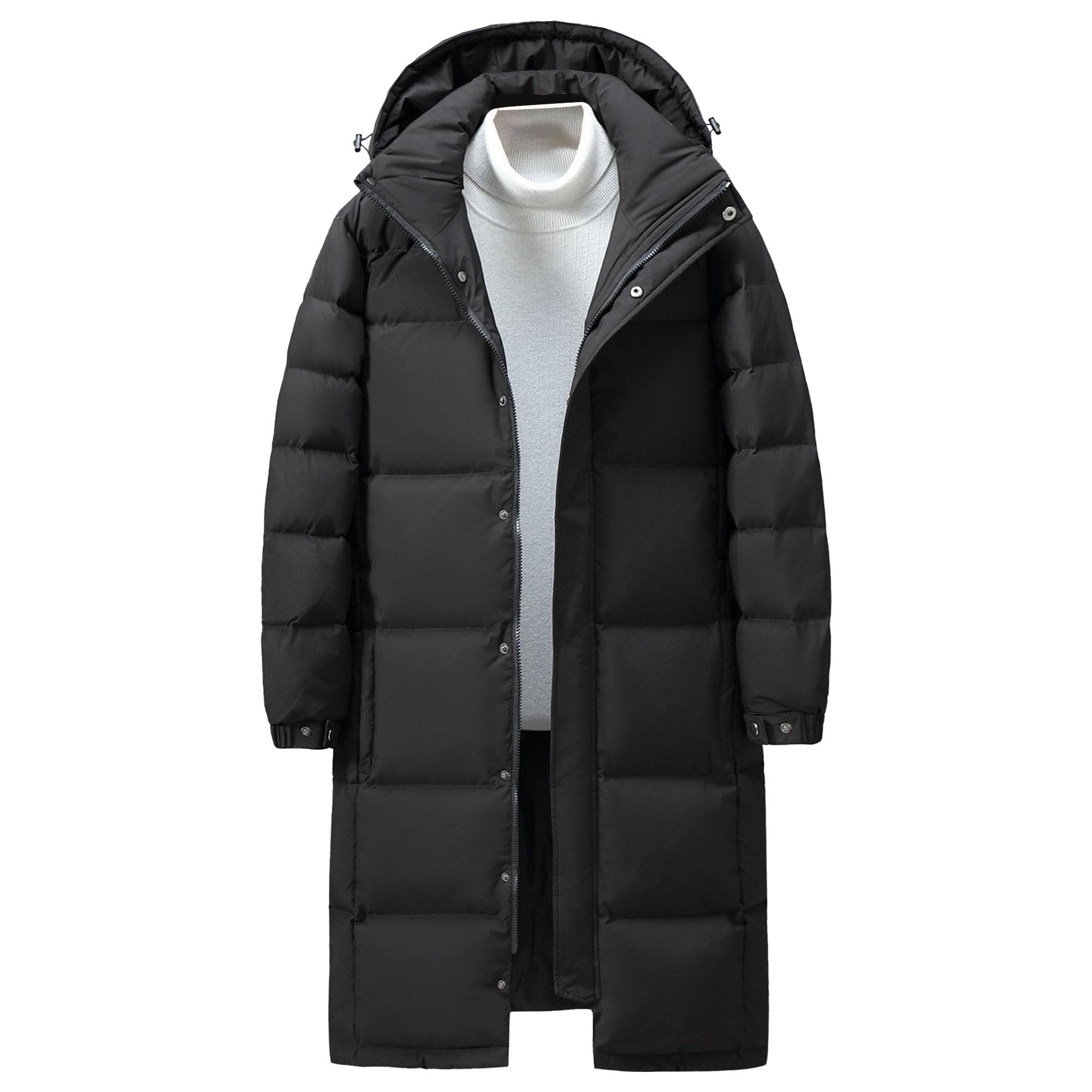 Doudoune longue isolante pour homme - Veste d'hiver chaude à capuche - Doudoune épaisse coupe-vent
