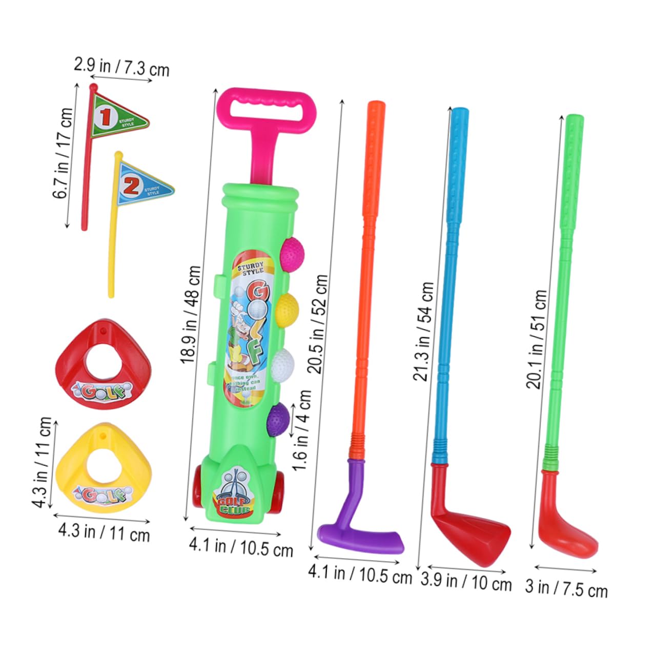 2sets Golf Per Ragazzo Ragazza Plastica Verde Gioco Educativo Indoor e Outdoor Sviluppo Fisico e Mentale Attività Genitore-figlio