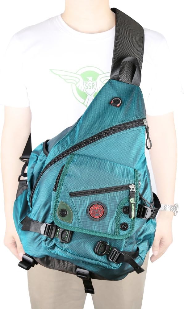 Large Sling Bag Laptop Backpack Cross Body Messenger Bag Shoulder Travel Rucksack (A-Dark Green) - Image 8