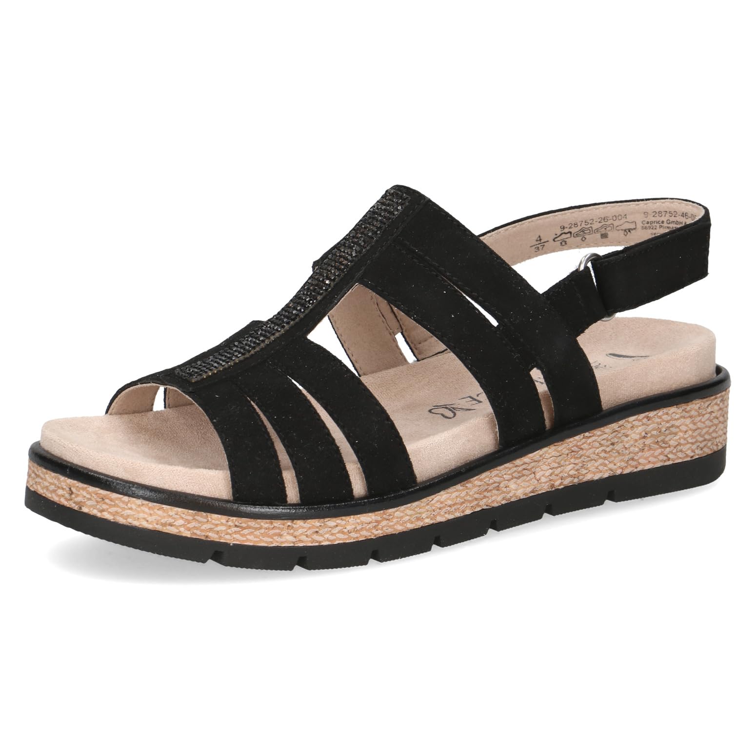 Caprice women's flat sandal, Black (BLACK SUEDE), 5 UK