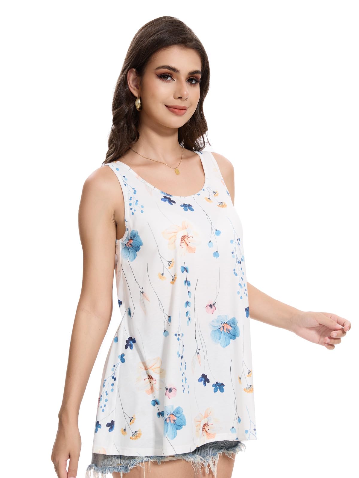 Knuffnee Canottiera da donna con reggiseno integrato, vestibilità larga, senza maniche, taglie S-XXXXL