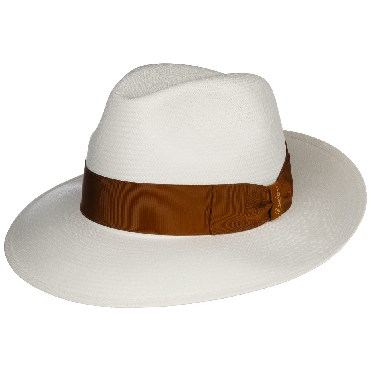 Borsalino Sombrero Panamá Big Brim Mujer/Hombre - Made in Italy Paja de Bogart con Banda Grosgrain, Grosgrain Primavera/Verano