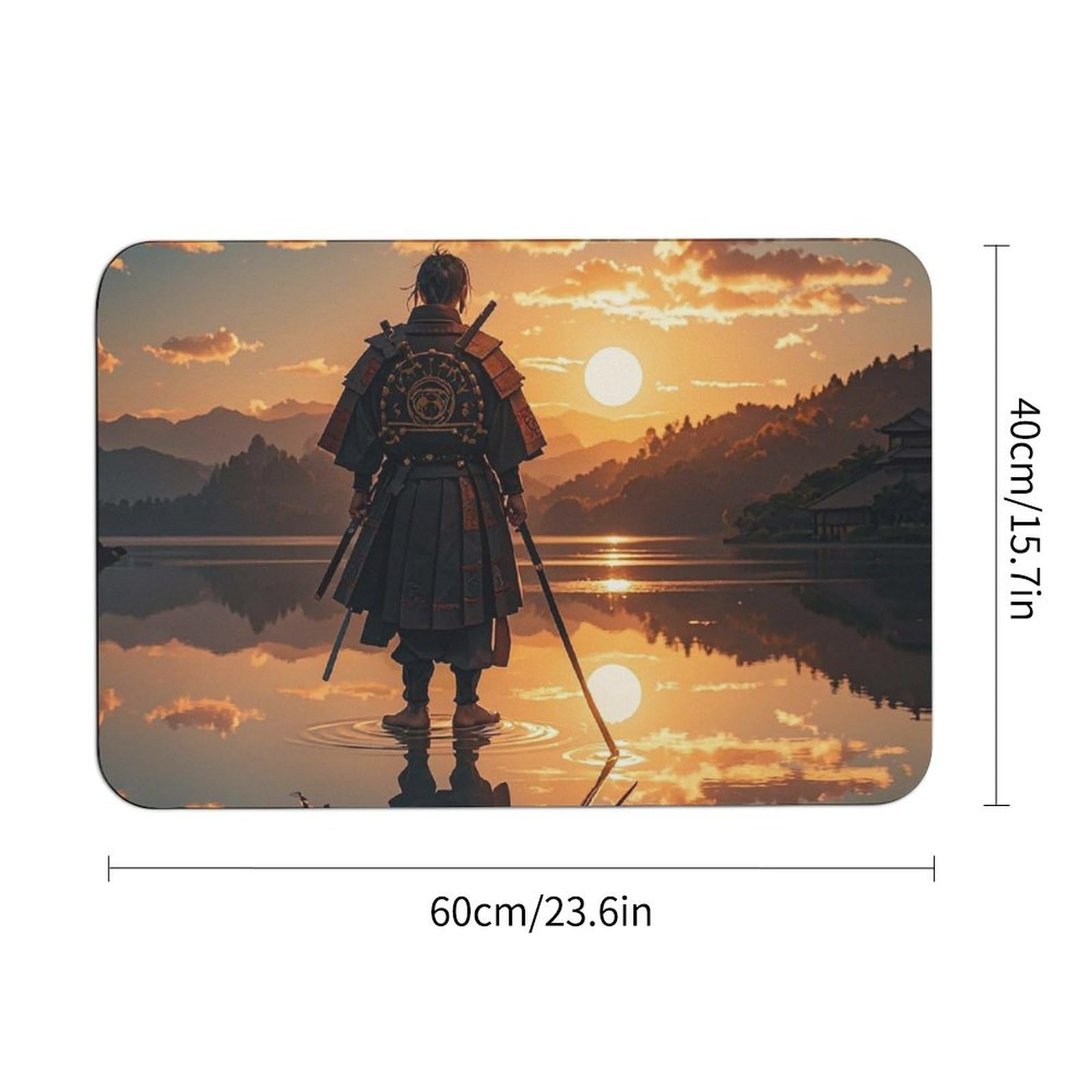 Warrior Reflection Door Mat Super Water Absorbent Non Slip Bothroom Rugs for Bathtub Sink Puppy Dog Rugs Easy to Clean Quick Dry Diatom Mud Mat for Entryway Indoor Outdoor
