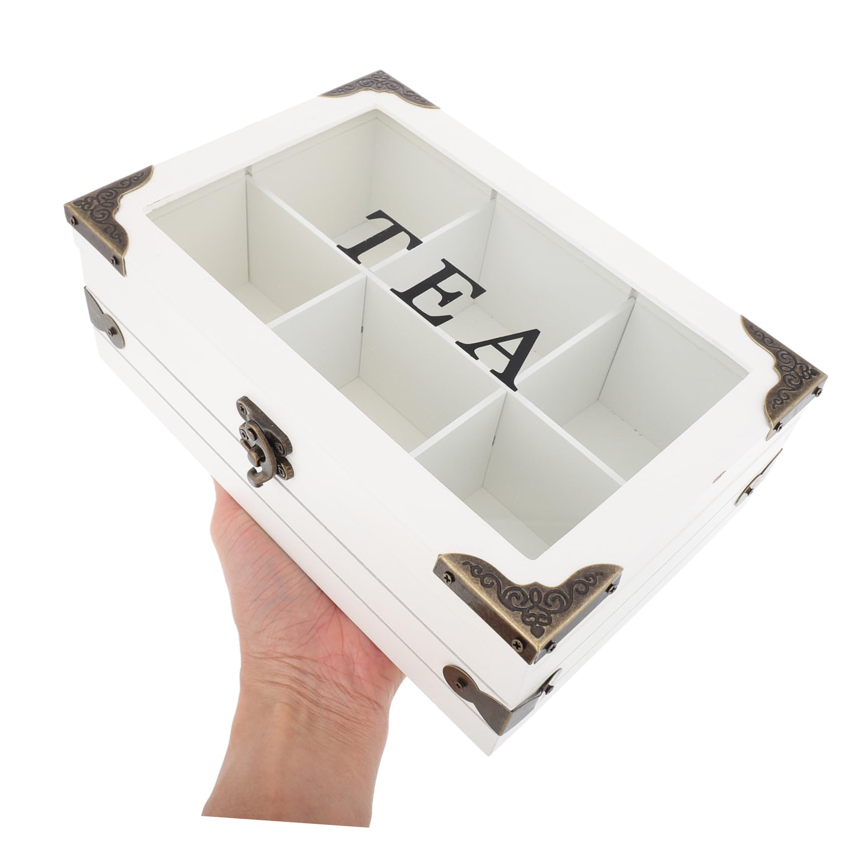 SOLUSTRE Vintage Teebeutel Praktische Organizer Aufbewahrungsbox mit 6 Fächern im Klassischen Retro Stil und Deckel für Teeaufbewahrung für Zuhause