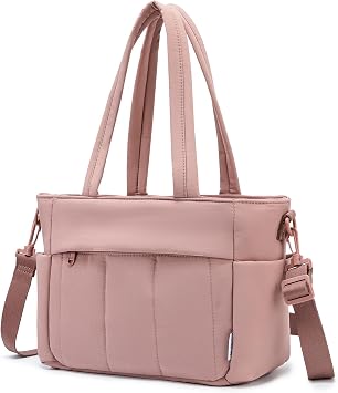 NOL Natural Organic Lifestyle Lunch Bag for Women Lightweight Puffy Leakproof Cooler Tote with Adjustable Strap, Freezable & Insulated for Work/Outdoor Dark pink