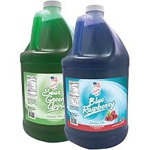 2 Flavor Half Case Blue Raspberry/Sour Green Apple Slushee Mix - Half Case of 2 x 1 Gallons | 256 oz Yields Approx. 192-12oz servings per case | Mixing Ratio 7 Water to 1 Product Mix