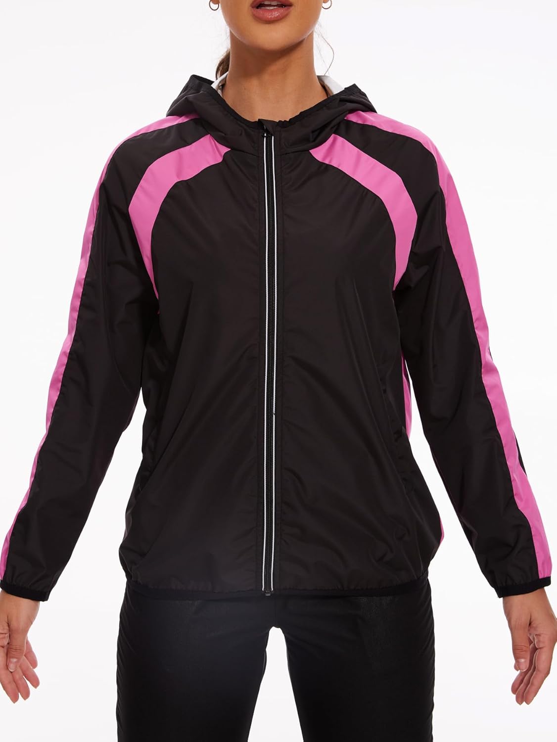 NINGMI Women Sauna Jackets Sweat Suit Long Sleeve Zipper with Hood Sauna Shirt Body Shaper Top Workout Gym Exercise - Image 4