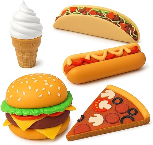 SplashEZ Juguetes de baño de alimentos Juguetes de baño sin moho para niños y niños pequeños sin agujero para el agua Tamaño ideal para manos