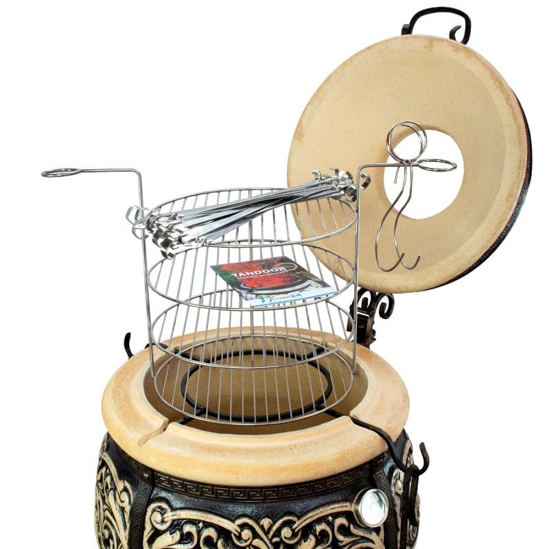 Tandoor oven XXXL van chamott, extra grote keramische grill voor vlees, brood, pizza en groenten, tuinhaard, tuinkeuken in set, BBQ-station voor tuin en terras, rookoven, tanur, Grand Tandyr Tandir