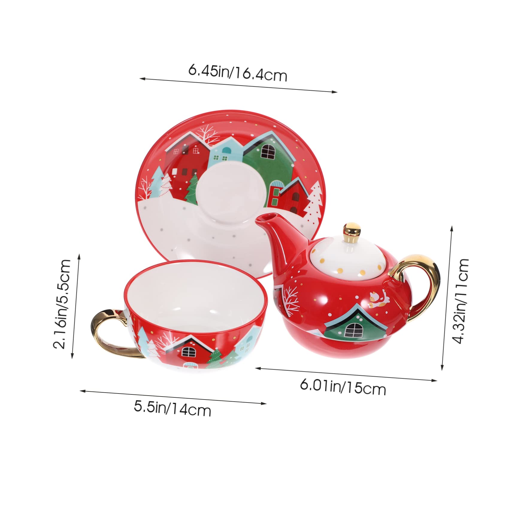 Teekanne aus Keramik 420ml mit Tasse und Untertasse für Weihnachten Feier