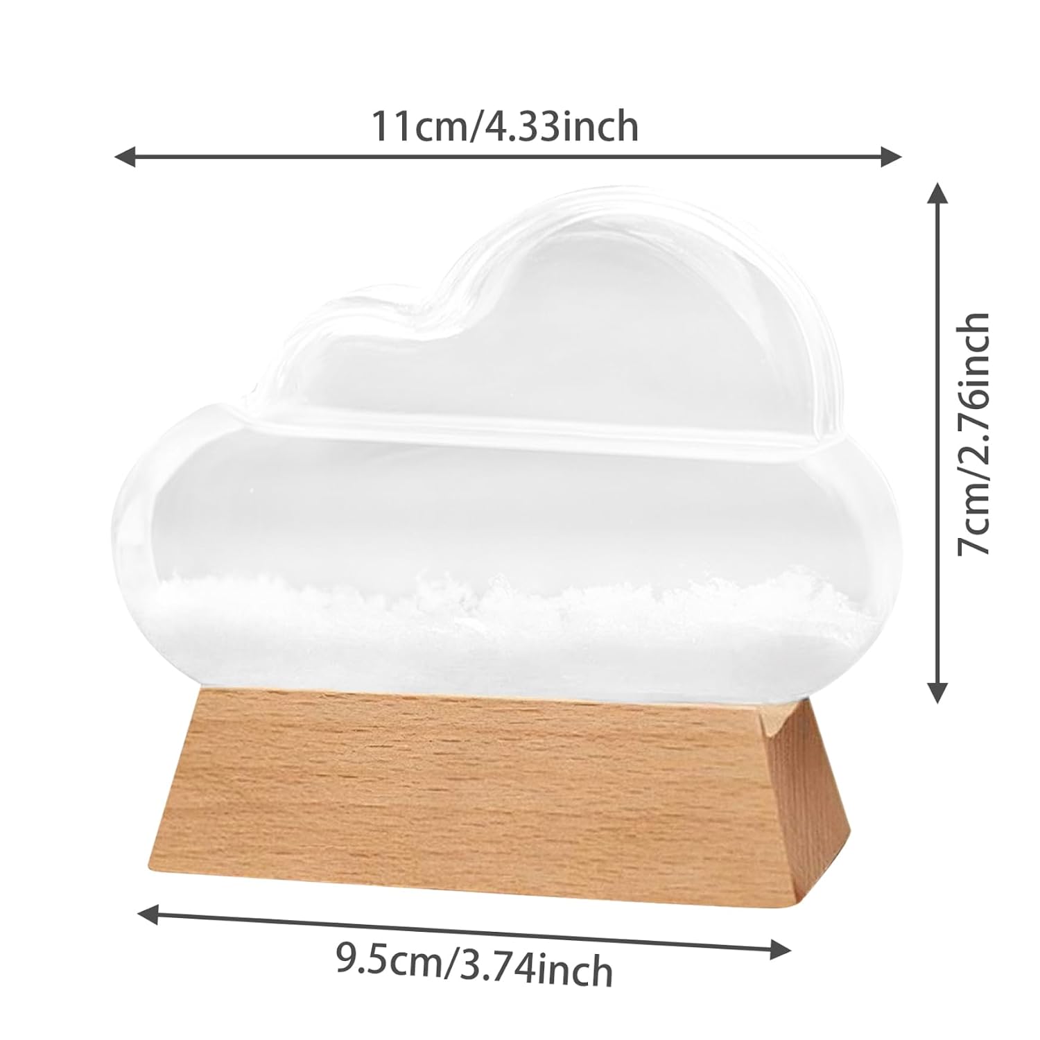Storm Cloud Weather Predictor, Storm Glass Weather Predictor with Wood Base, Decorative Cloud Barometer Bottle Station, Home Weather Station Bottle Ornament, Weather Gifts