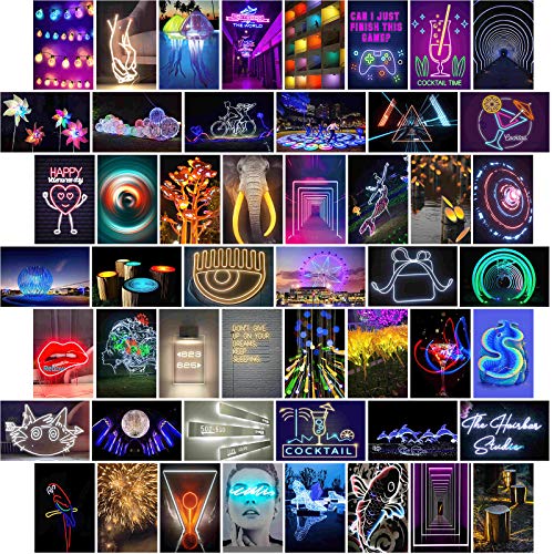 Lot de 50 tableaux esthétiques pour collage mural, 10 x 15 cm, couleur chaude, décoration murale pour chambre à coucher, dortoir, affiche photo VSCO pour chambre à coucher - Noir Cover