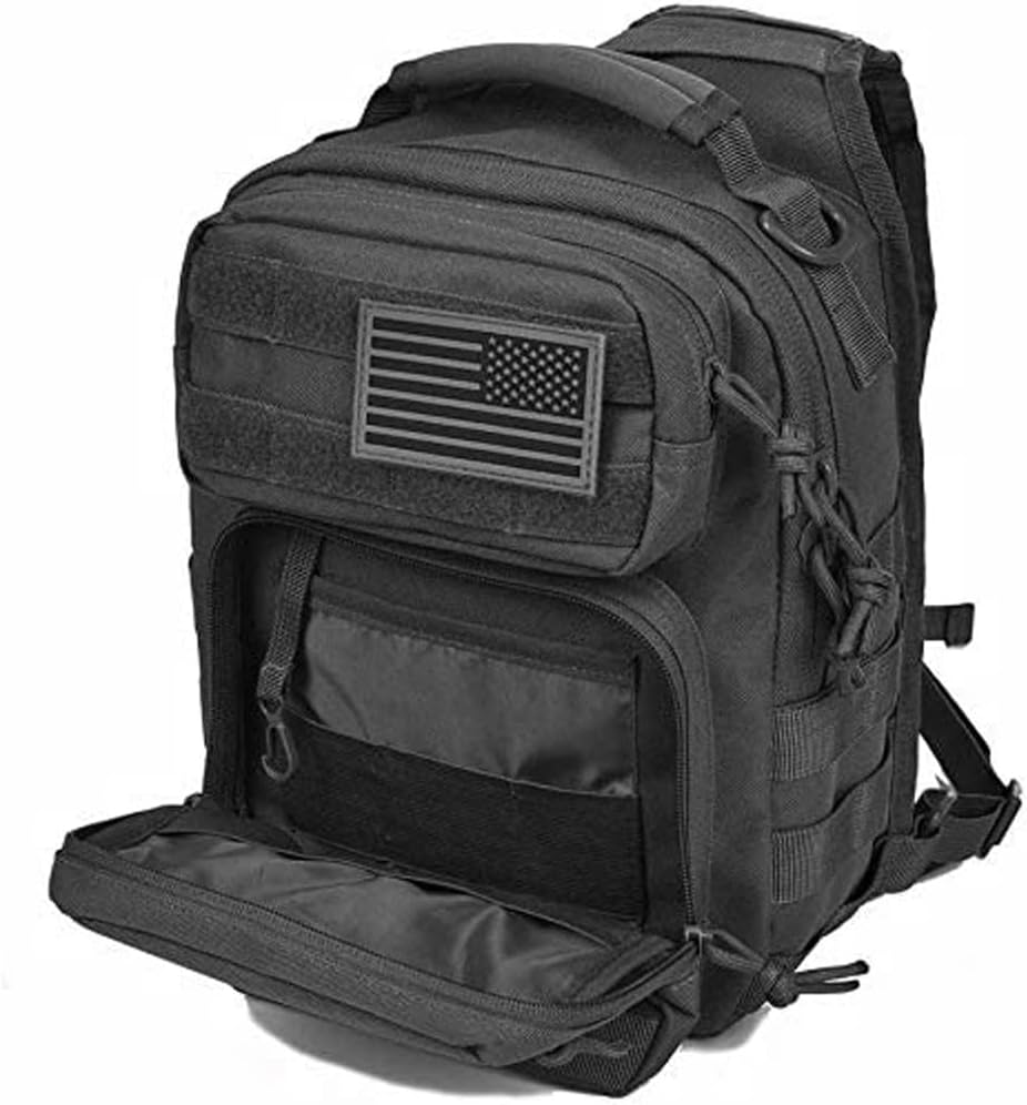 REEBOW GEAR Tactical Sling Pack for Men Military Single Shoulder Backpack Outdoor EDC Range Bag (Style 01-Black) - Image 2