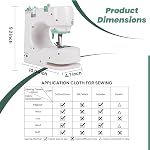 Machine à coudre, machine à coudre portable avec 12 points, machine à coudre pour débutants, choix de couture automatique et pédale, 2 vitesses disponibles, 6 pieds presseurs, lumière intégrée (blanc et vert)