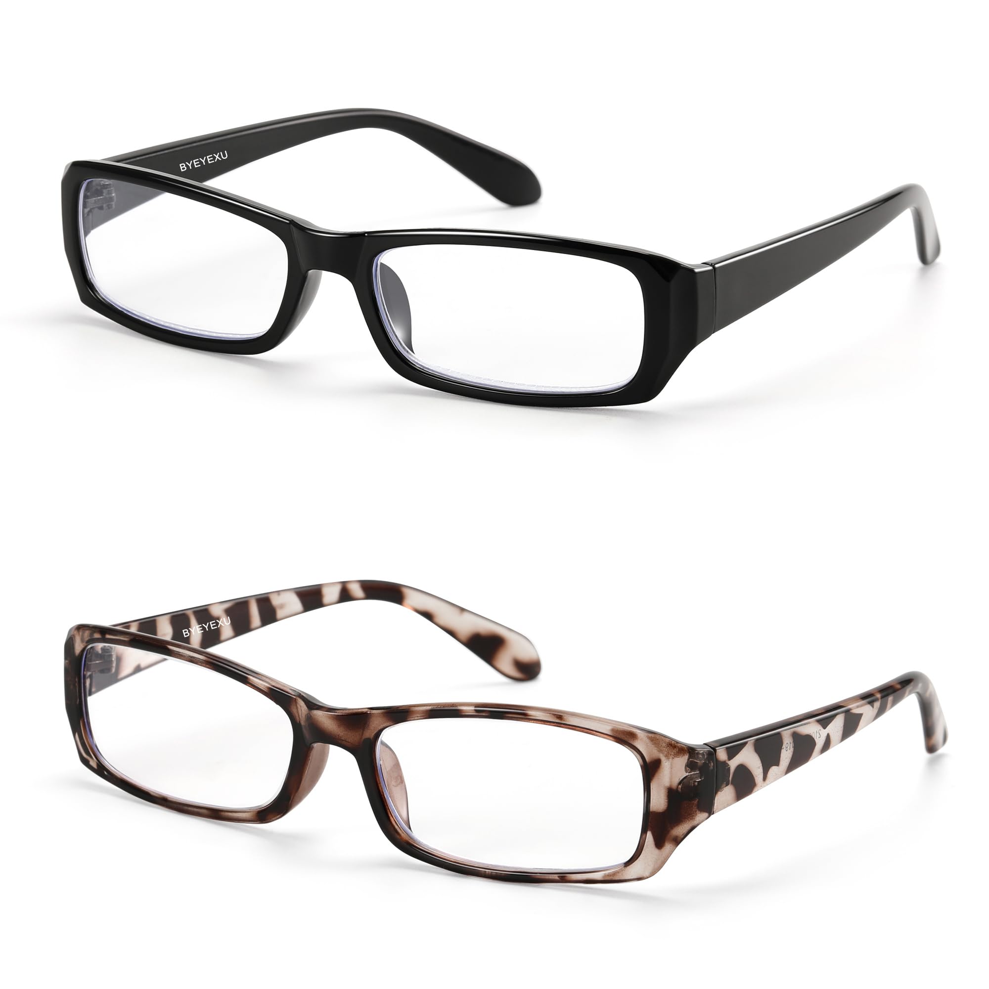 Photo 1 of BYEYEXU Reading Glasses, 2-Pack, Spring Hinge, Black/Leopard