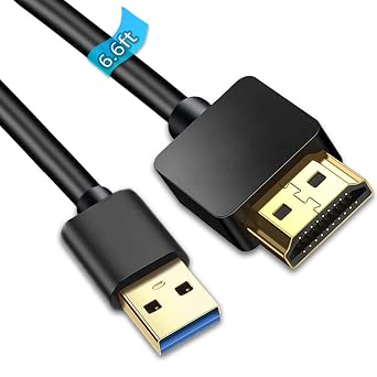 USB to HDMI Adapter Cable, USB 3.0 to HDMI Cable Male HD 1080P Monitor Display Audio Video Converter Cord 6.6FTOnly for Windows XP/7/8/10
