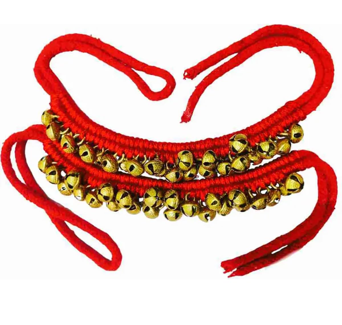 Fancydresswale Ghungroo Bells for Classical Dance – 1 to 4 Line Variants – Handmade Brass Bells on Cotton String – Ankle Bells for Kathak, Bharatanatyam, Odissi – for Kids & Adults (1 Pair) (1- Line)