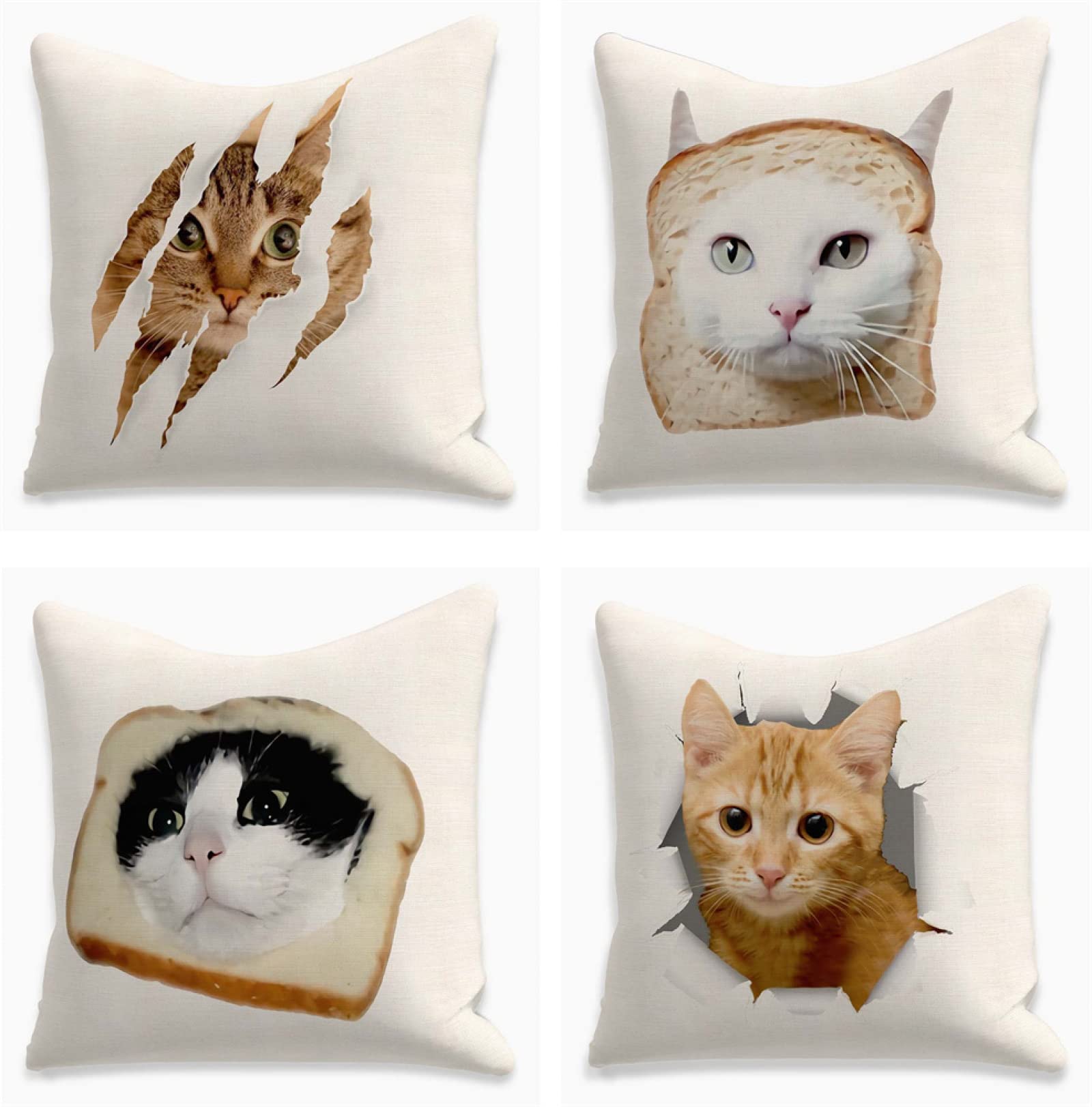 4 Pack Funda de Almohada Decoración Cuadrado Funda de Cojines Funda de Almohada de Navideñas Fundas para Cojines Cuadrado Lino Funda cojin para Sofá Cama Decoración para Hogar 65X65cm Animales ,Color5