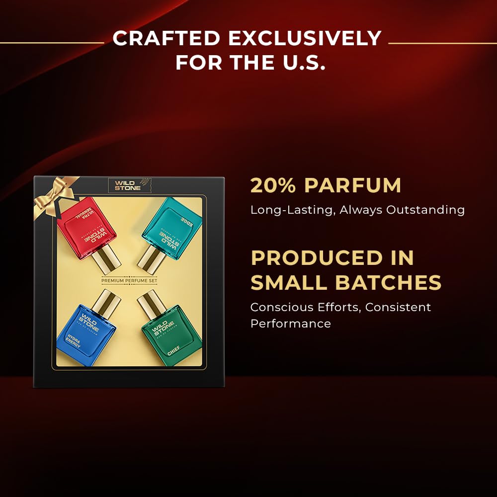 Wild Stone Luxury Eau De Parfum Gift Set |3.38oz,30 ml (Pack of 4) | Woody & Warm Spicey Notes | Best Perfume for Gifting| EDP Perfume for Men | Ultra Sensual, Chief, Hydra & Edge Everyday Perfumes - Image 3