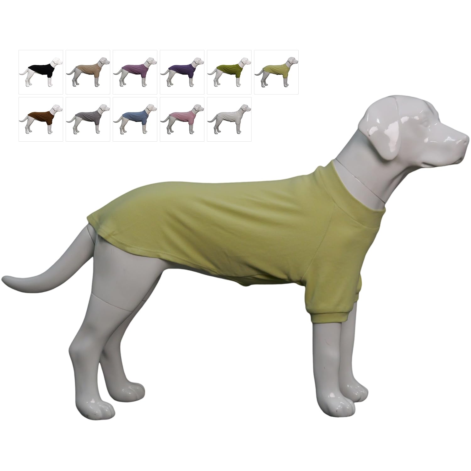 Lovelonglong Ribbed Dog T-shirt Cotton Knitted Dog Sweaters for All Season Pet T-shirts for Large Medium Small Dogs Chartreuse S