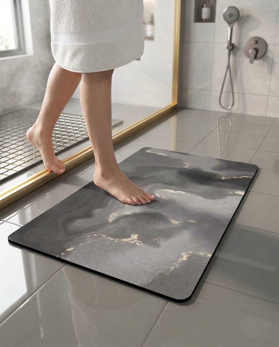Tapis de Bain en Pierre de Diatomée Super Absorbant et Antidérapant