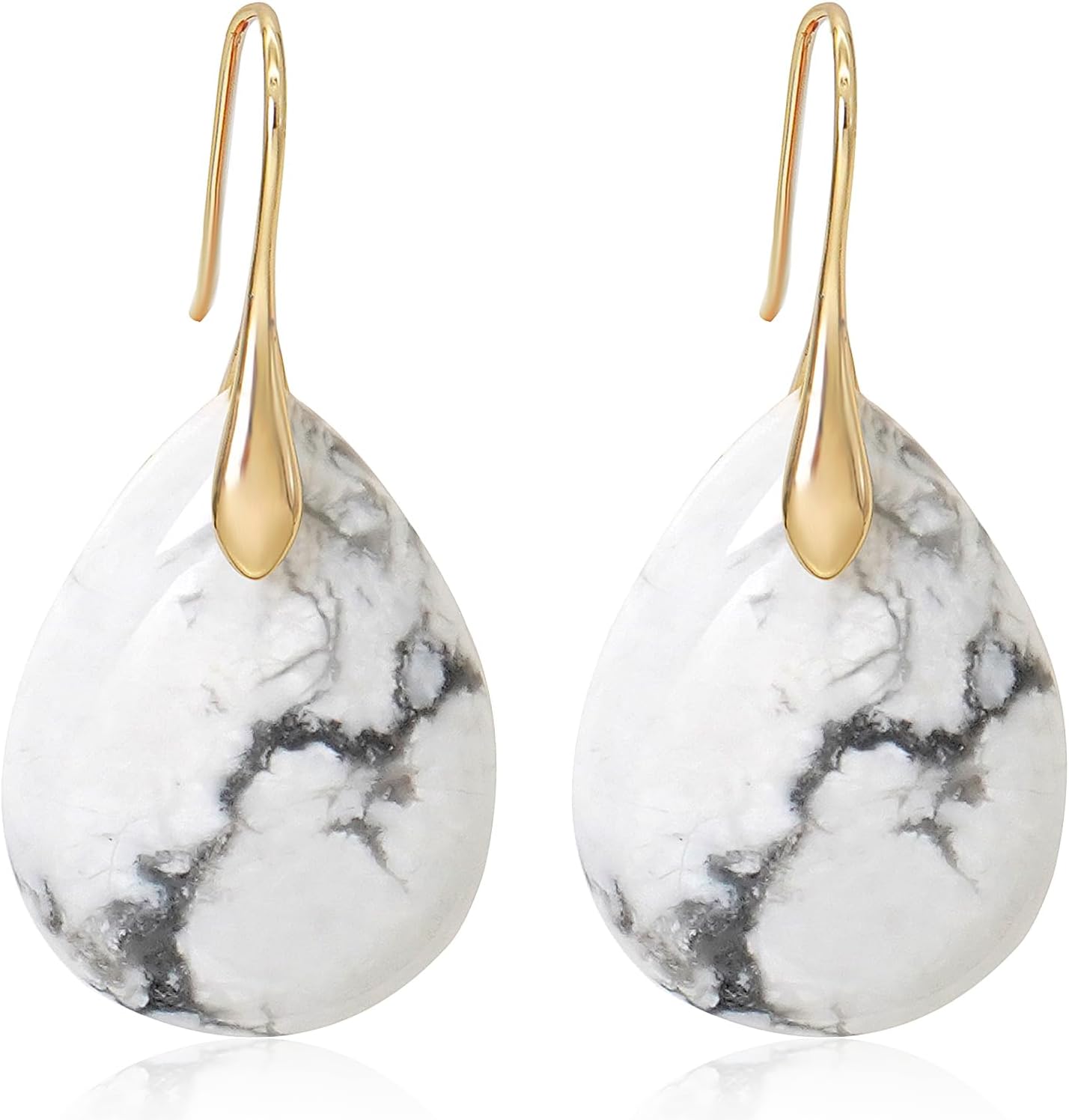 Natural Stone Earrings for Women Boho Dangle Drop Earrings Gemstone Fishhoop Statement Gold Earring