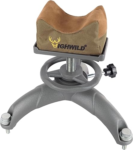 Highwild Reposapiés delantero ajustable para rifle de pistola para tiro al aire libre y caza - Cómodo ajuste de altura - con bolsa de descanso