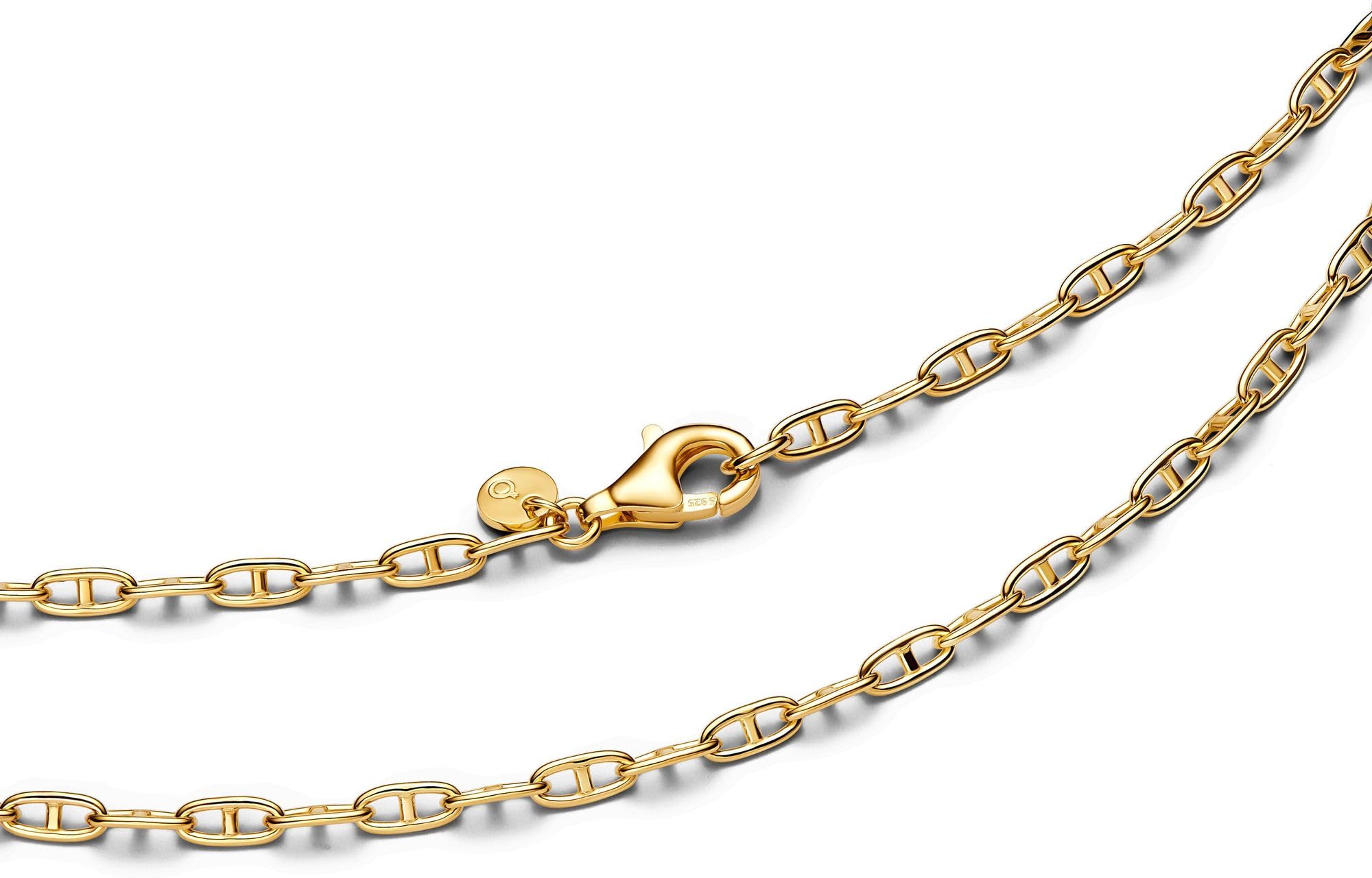 PANDORA Moments Ankerketten-Halskette aus 14 Karat vergoldetem Sterling Silber, Kompatibel Moments Anhänger, Größe: 55cm, 363899C00-55