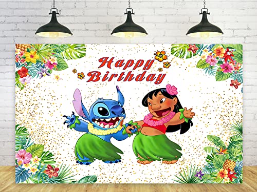 Summer Hawaiian Aloha Backdrops for Lilo and Stitch Birthday Party Decorations Supplies Stitch Baby Shower Photo Background