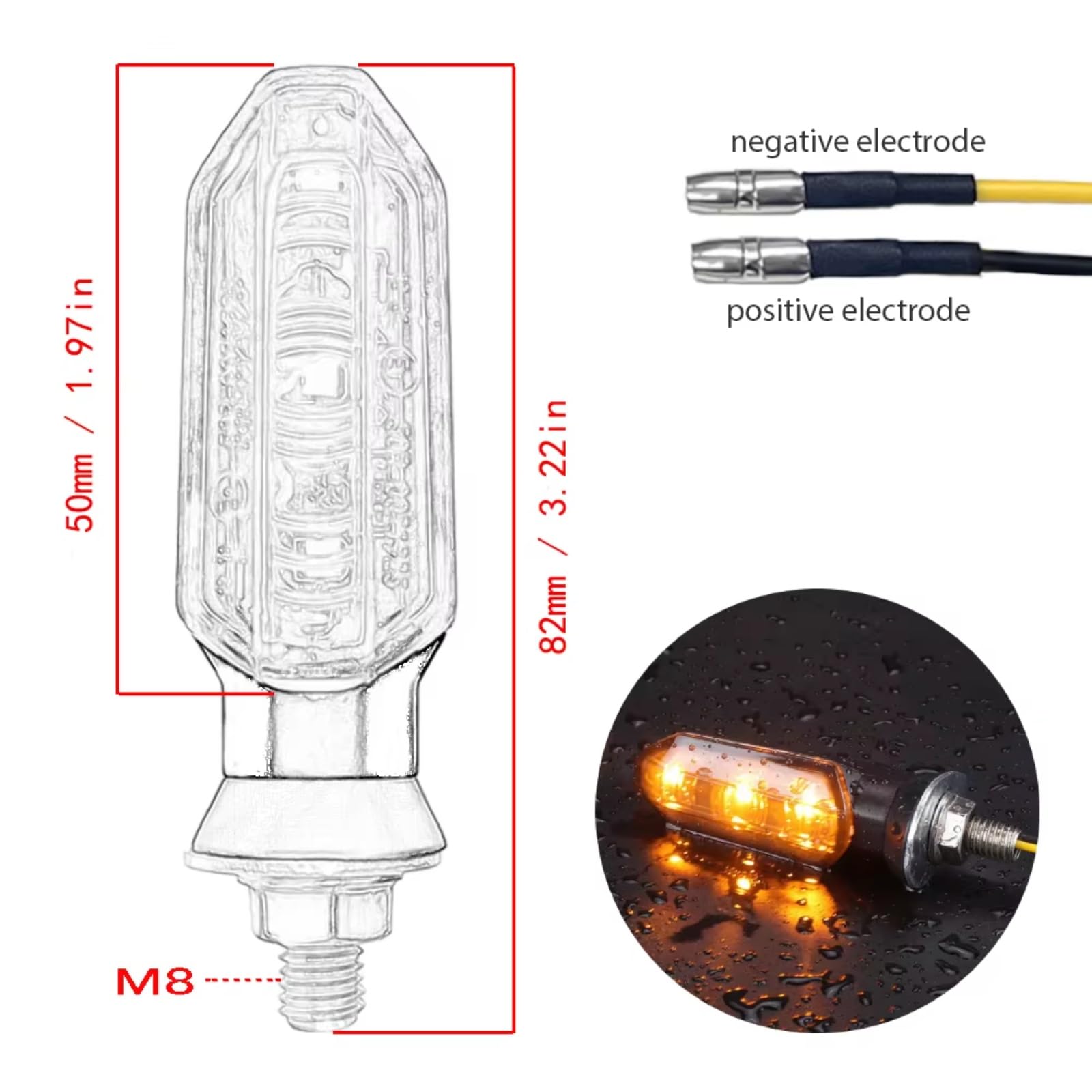 Luces De Señal De Giro Universales Para Motocicleta De 8 Mm Luz Intermitente Ámbar Lámpara De Señal De Giro Accesorios Para Lámpara Indicadora De Motocicleta De 12 V Intermitentes Moto(Clear,4 PCS)