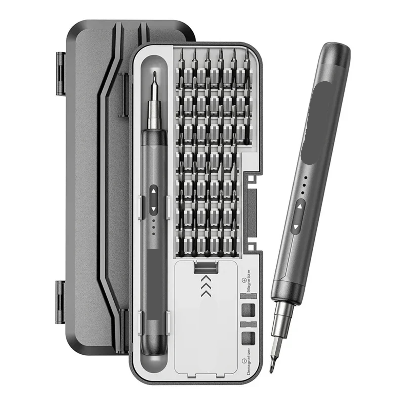 Amrttwy Gray Electric Screwdriver, Precision Power Tool Kit Electric Screwdriver Set Rechargeable Wireless Mini Small Bits For Mobile Cell Computer Repair(Gray)