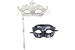 White Masquerade Mask for Men, Couples Venetian Masquerade Masks
