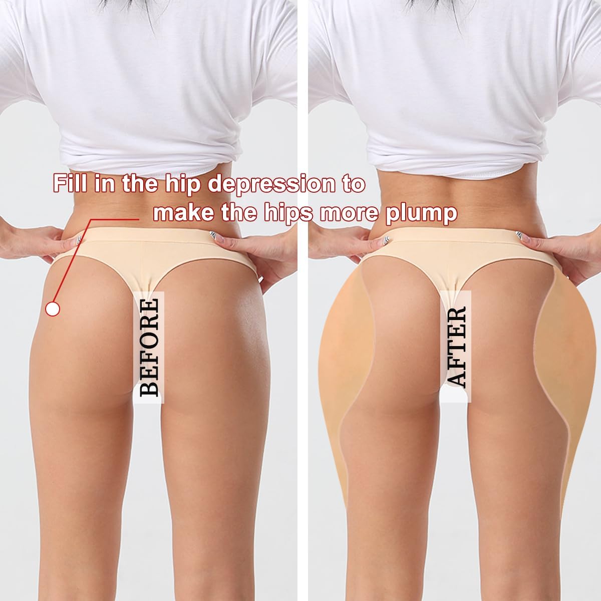 NSSZNUS 2PCS Adhesive Silicone Hip Pads for Women Sticky Butt Pad Realistic Hip Dip Shapewear for an Instant Hourglass Figure