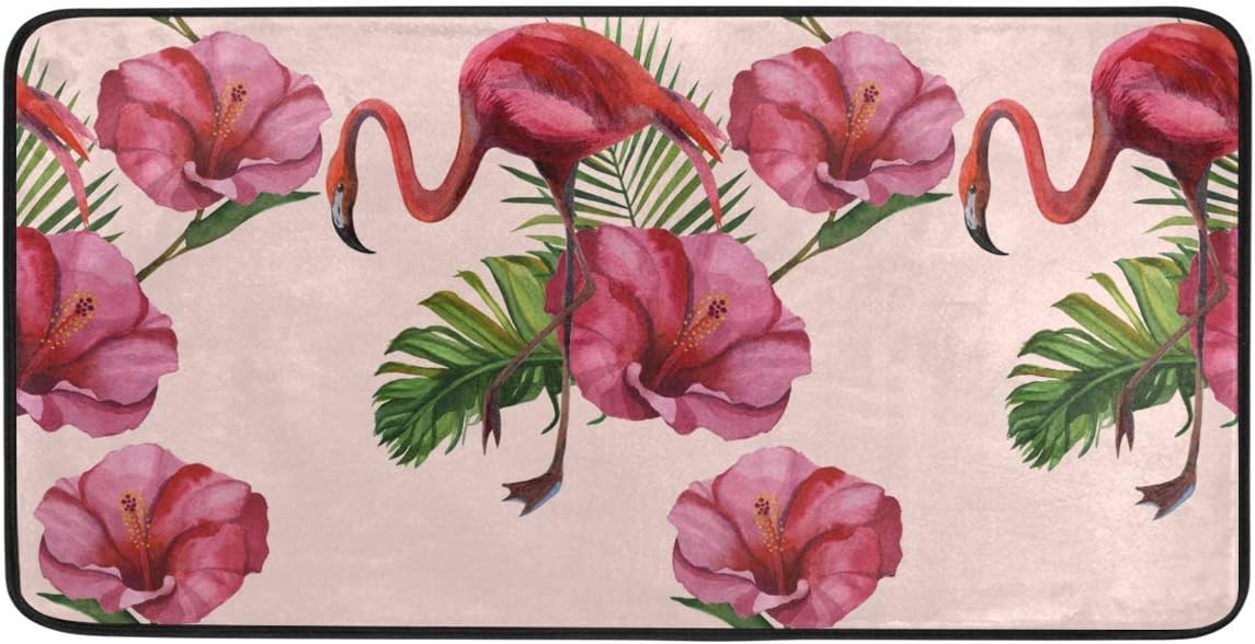 Door Mat Entry Rug Outdoor Indoor Pink Flamingo and