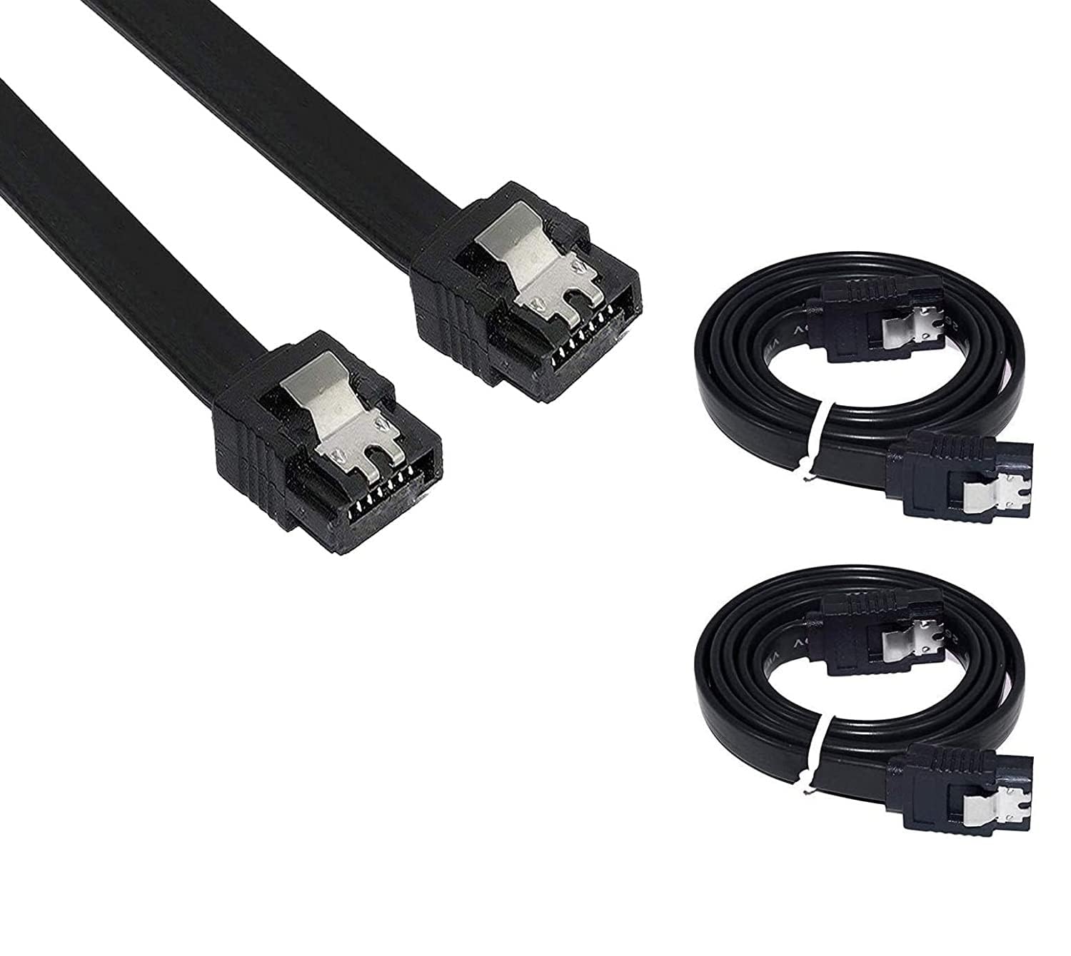 (Pack of 2 22cm Straight SATA III Data Cable Compatible for SATA HDD, SSD, CD Driver, CD Writer – Black