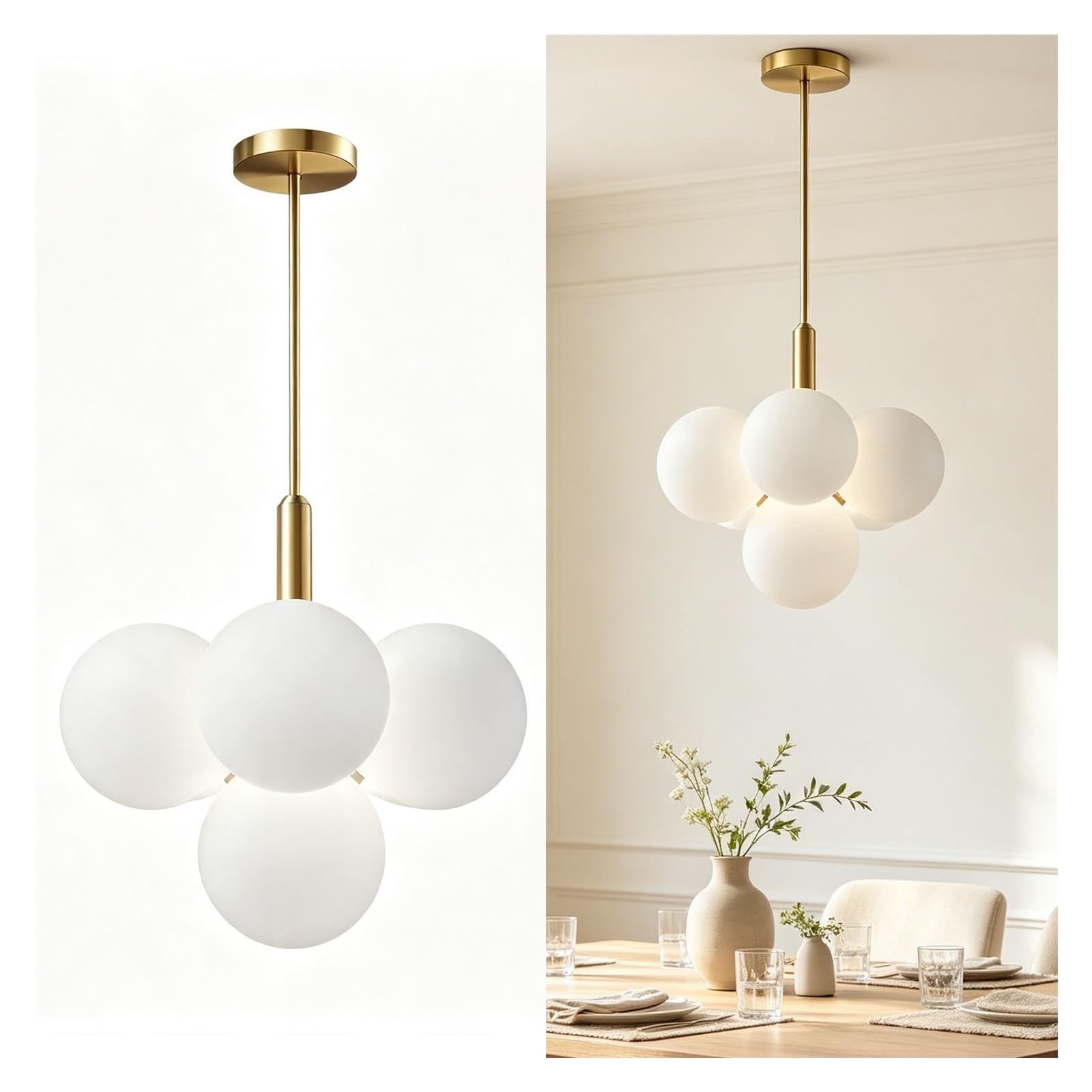 LUOYAOB Gold Globe Chandelier Bubble Pendant Light Glass Fixture