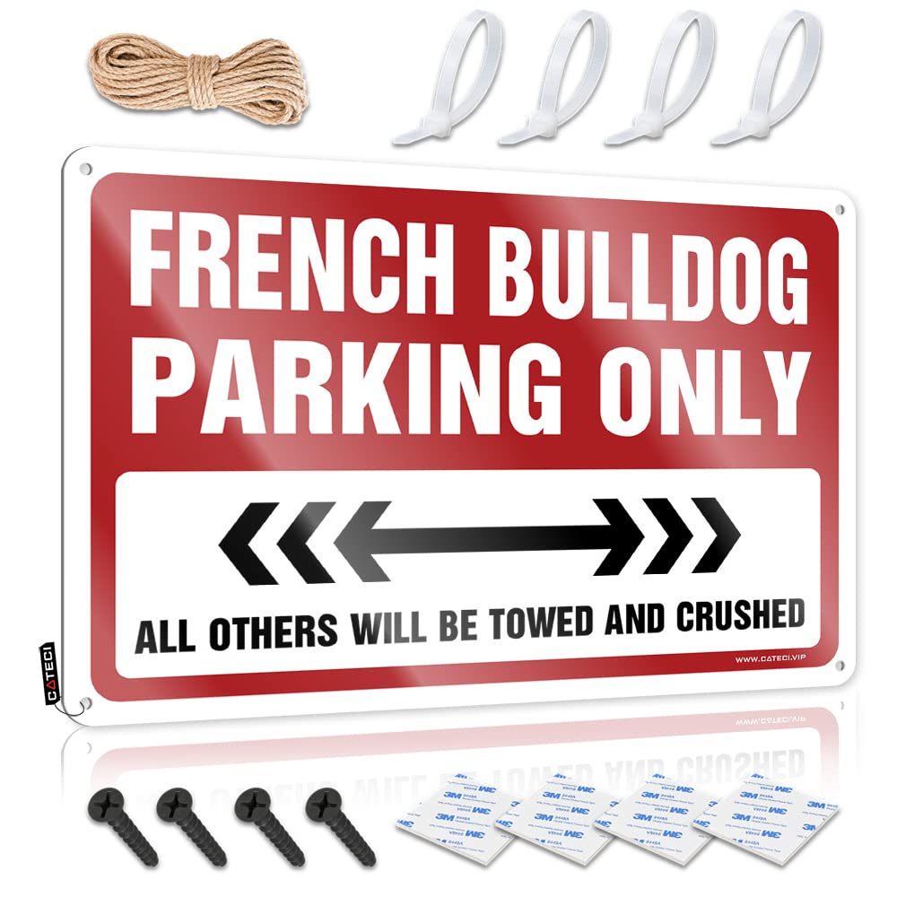 Fzfn Colour Dorm Decorations Funny Wall Art Reusable | French Bulldog Parking Only Simple Farm Decoration(20X30cm)