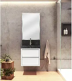 Lavatório em Porcelanato para Banheiro 50cm Top com Cuba Esculpida