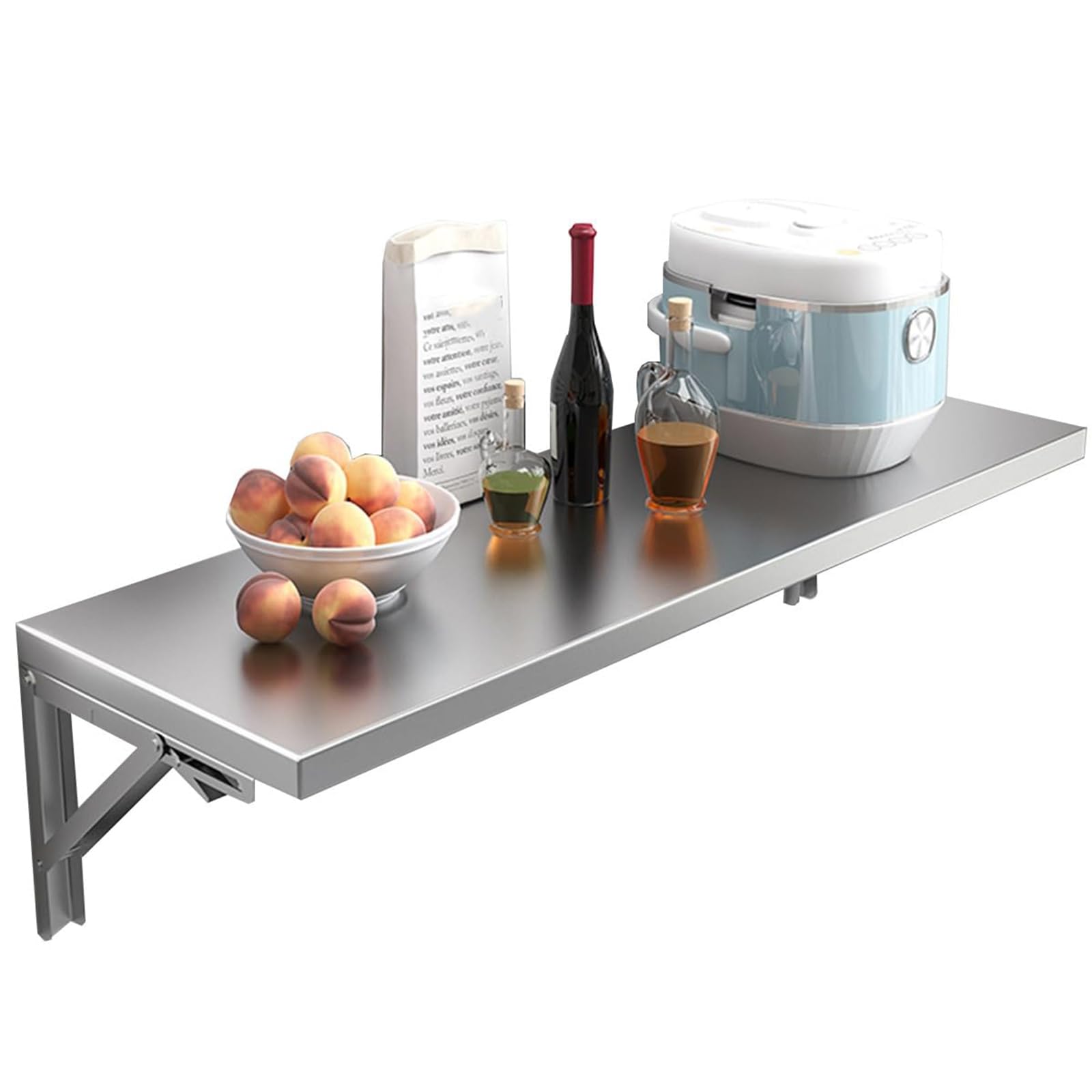 Estación de trabajo de acero inoxidable con estante de almacenamiento para oficina en casa, diseño de ahorro de espacio para lavandería, garaje, sótano, bar y estudio, 90 x 40 cm