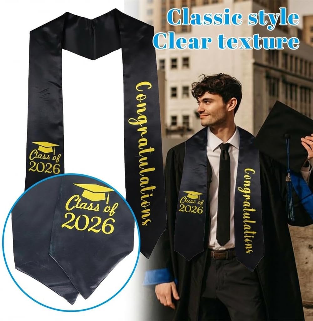 Graduation Stole Sash Unisex Class of 2026 Graduation Stole