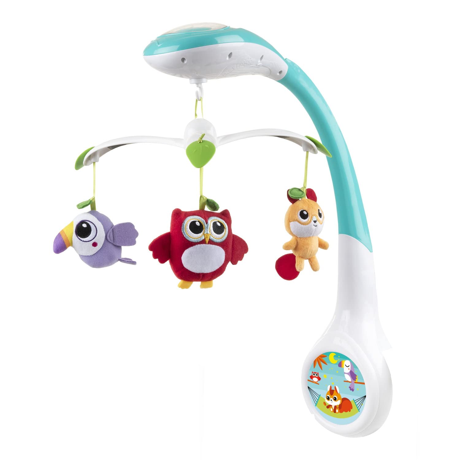 CHICCO Giostrina Culla Neonato Foresta Magica con Proiettore, Carillon Elettronico Neonati con Musica Rilassante e Proiettore Luci per Culla e Lettino, con 3 Peluche Removibili, Giochi Neonato 0+ Mesi