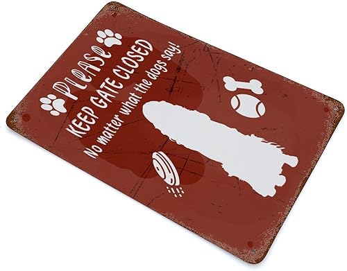 Miniatura 3 de Vintage Aluminum Metal Sign Keep Gate Closed No Matter What The Dogs Say Signs Dog on Premises Welcome Metal Sign for Porch Backyard Coffee Bar Home