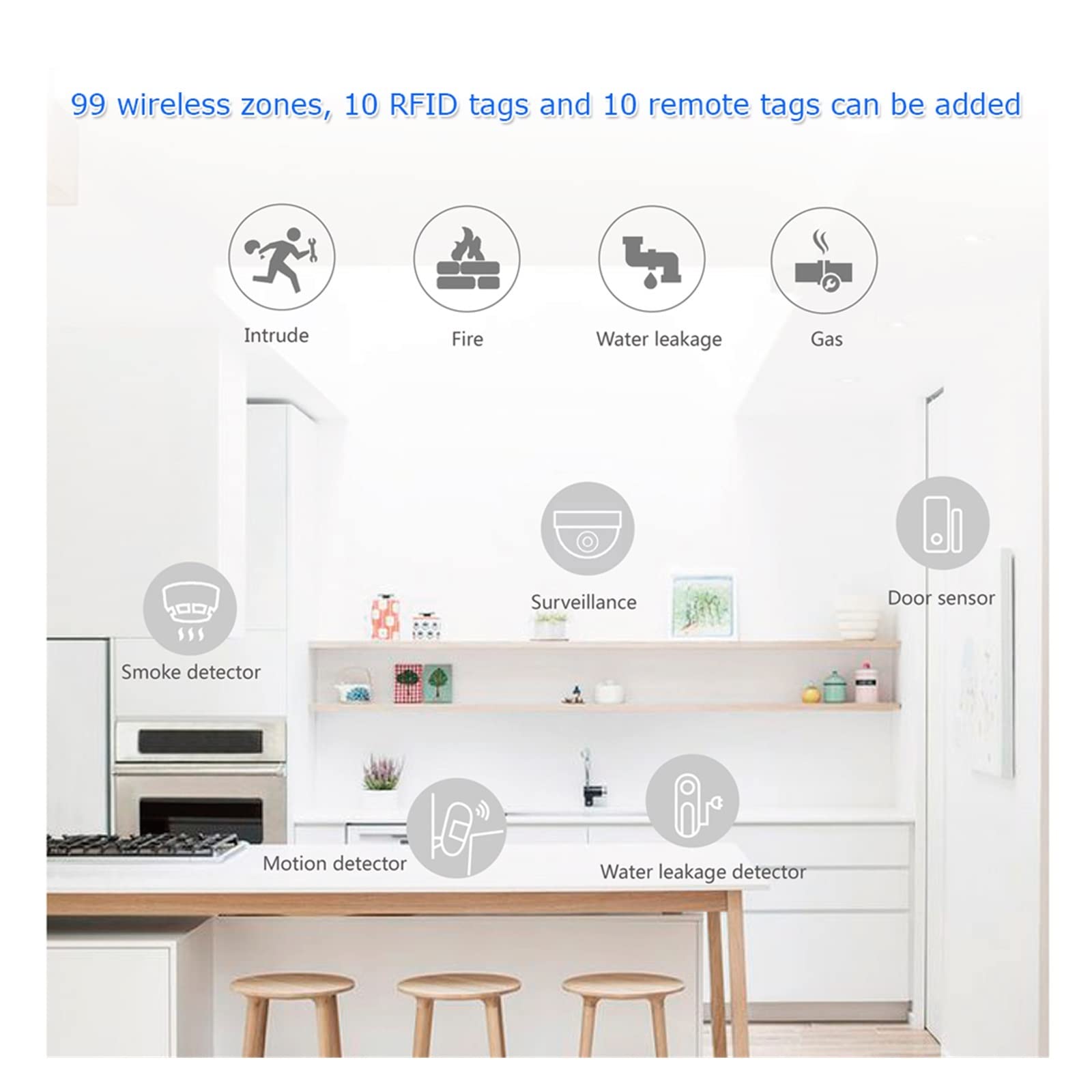 Alarmy domowe, G12 Tuya Wi -Fi GSM bezprzewodowy system ochrony zabezpieczeń Kontrola aplikacji Smarthome Safety Alarm Zestaw alarmowy(N)